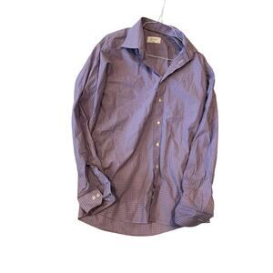 Eton SlimPurple Checked Button Down Dress Shirt Mens 42 16.5